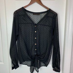 3/$30 The Limited Sheer Tie Front Long Sleeve Top